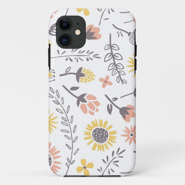 Capa Para iPhone 11 Padrão Floral Vintage (Verso)