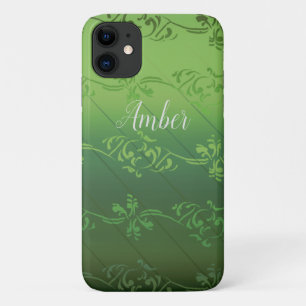 Capa Para iPhone 11 Padrão Folha Gradiente Verde Personalizado