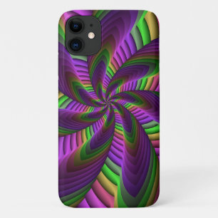 Capa Para iPhone 11 Padrão Fractal Cores Neon Flash Colorido