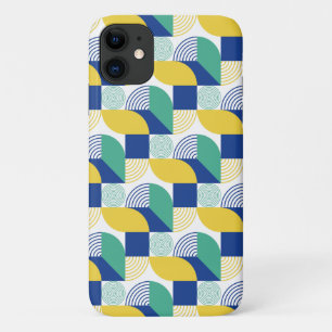 Capa Para iPhone 11 Padrão Geométrico Abstrato Verde Azul
