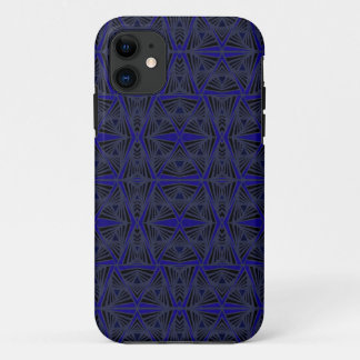 Capa Para iPhone 11 Padrão geométrico azul e preto.