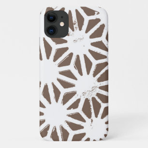 Capa Para iPhone 11 Padrão geométrico castanho e branco