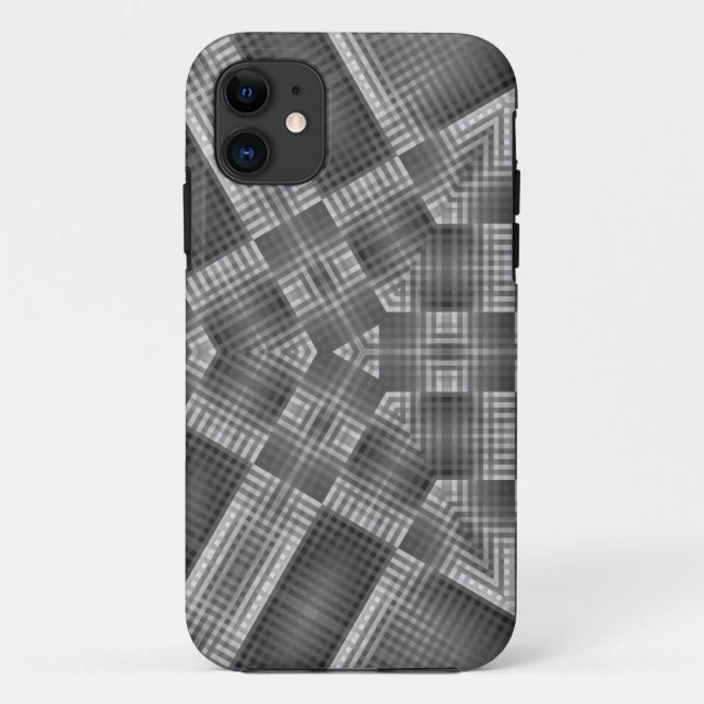 Capa Para iPhone 11 Padrão Geométrico da cinza (Verso)
