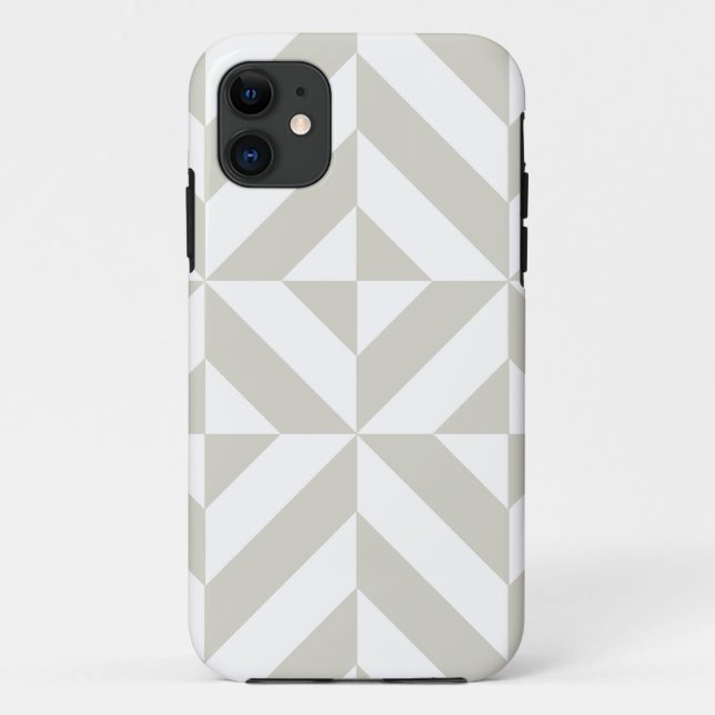 Capa Para iPhone 11 Padrão Geométrico de Deco de Cinza Média (Verso)