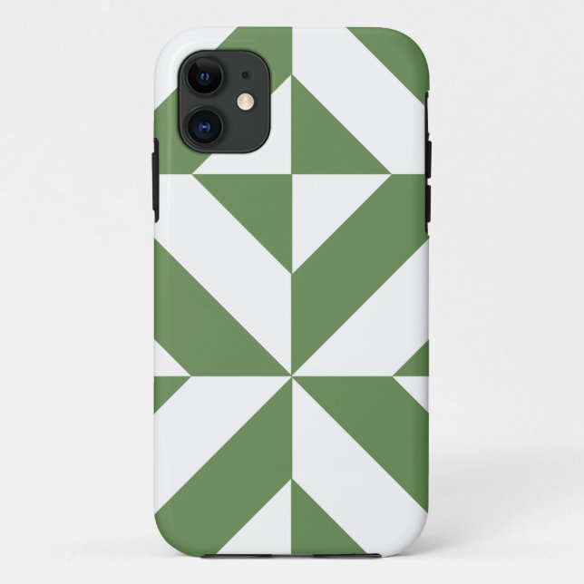 Capa Para iPhone 11 Padrão Geométrico de Deco de Grama Escuro (Verso)