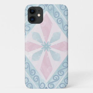 Capa Para iPhone 11 Padrão Geométrico de Diamante Azul