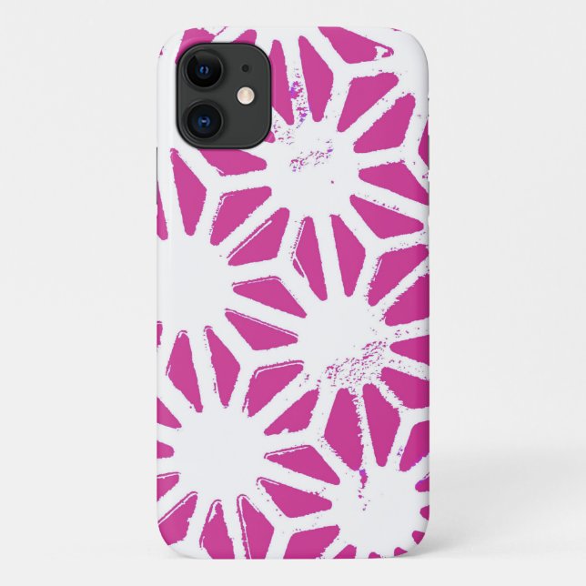 Capa Para iPhone 11 Padrão geométrico de Fuchsia (Verso)