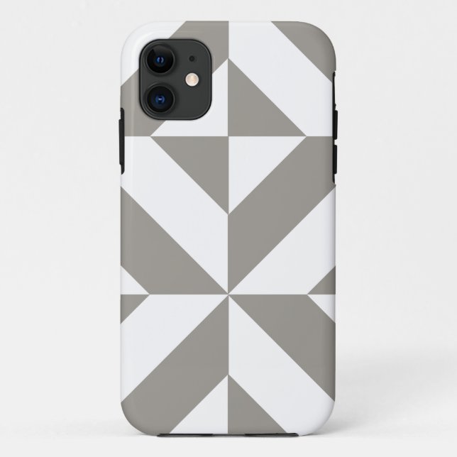 Capa Para iPhone 11 Padrão Geométrico Deco Cube da Cinza de Prata (Verso)