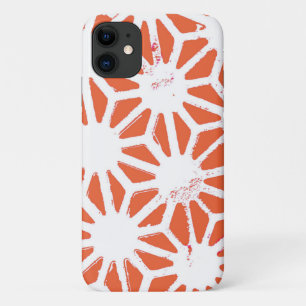 Capa Para iPhone 11 Padrão geométrico em laranja e branco