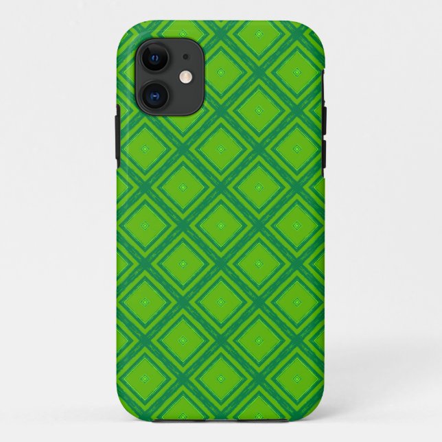 Capa Para iPhone 11 Padrão geométrico geométrico verde 3 (Verso)