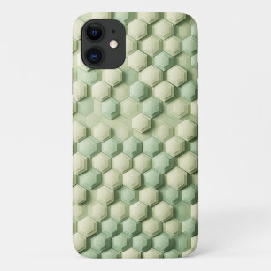 Capa Para iPhone 11 Padrão Geométrico Hexágono 3D Moderno - Verde Ment
