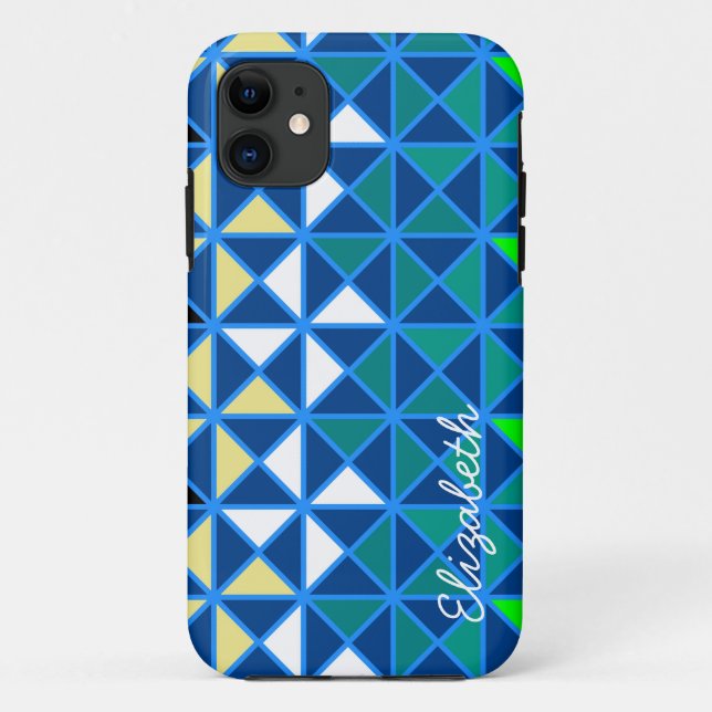 Capa Para iPhone 11 Padrão Geométrico Moderno Quadrados Retroativos 5 (Verso)