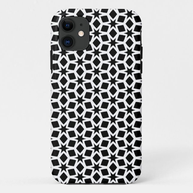 Capa Para iPhone 11 Padrão Geométrico Preto e Branco (Verso)