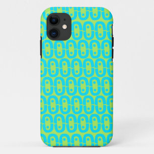Capa Para iPhone 11 Padrão Geométrico Turquesa e Verde Lima