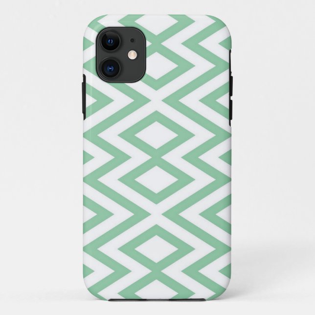 Capa Para iPhone 11 Padrão geométrico verde pastel (Verso)