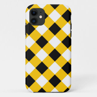 Capa Para iPhone 11 Padrão Geométrico Verificado em Amarelo Preto do o