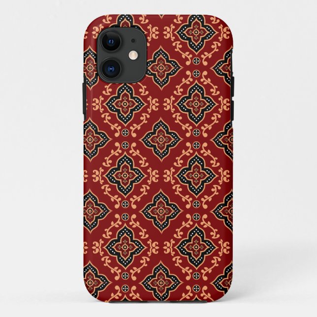 Capa Para iPhone 11 Padrão Geométrico Vermelho/Impressão indiano (Verso)