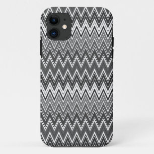 Capa Para iPhone 11 Padrão geométrico ziguezague preto e branco