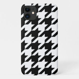 Capa Para iPhone 11 padrão houndstoth geométrico preto e branco