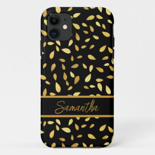 Capa Para iPhone 11 Padrão Ilustrado de Nome de Saída Dourada Moderna