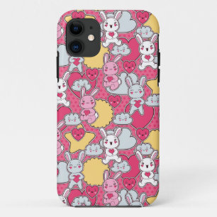 Capa Para iPhone 11 Padrão Infantil Kawaii com Doodles Gafanhotos