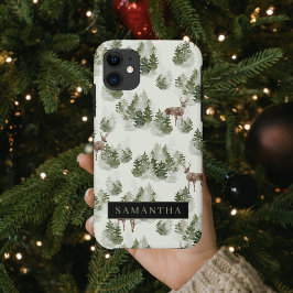 Capa Para iPhone 11 Padrão Invisível da Floresta de Inverno da Aquarel