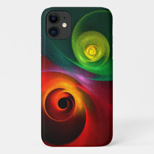 Capa Para iPhone 11 Padrão Moderno de Abstrato de Arte Yin Yang Verde
