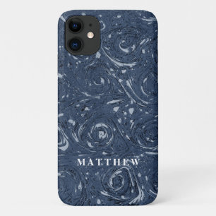 Capa Para iPhone 11 Padrão moderno Marblando Marinha Azul Mínimo Simpl