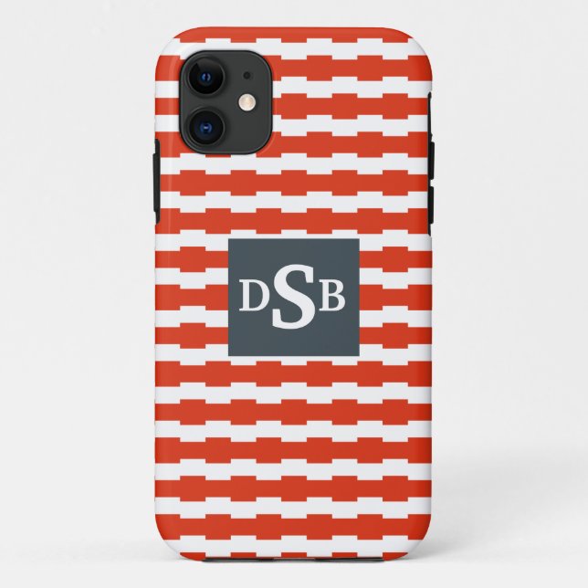 Capa Para iPhone 11 Padrão Monograma de listras (Verso)