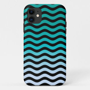 Capa Para iPhone 11 Padrão Náutico de Faixa Onda de marinho
