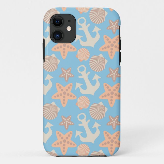 Capa Para iPhone 11 Padrão Náutico Pastel (Verso)