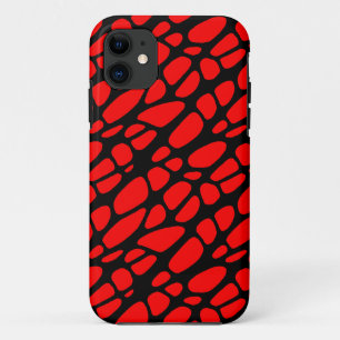 Capa Para iPhone 11 Padrão Orgânico Gótico Vermelho e Negro