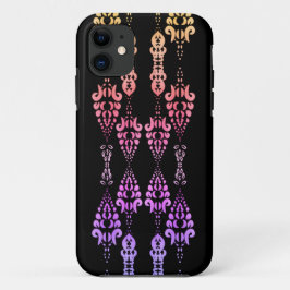 Capa Para iPhone 11 Padrão Ornamental Rosa e Roxo Chic Feminino