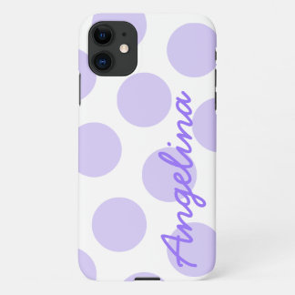 Capa Para iPhone 11 Padrão Personalizado de Bolinhas Roxo Pastel Grand