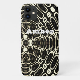 Capa Para iPhone 11 Padrão Personalizado de Escamas de Réptil Bege Mar