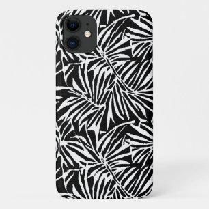 Capa Para iPhone 11 Padrão Repetitivo De Folha Tropical Preta E Branca