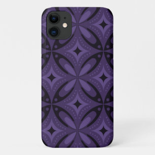Capa Para iPhone 11 Padrão Retro de Cor Roxa Escura