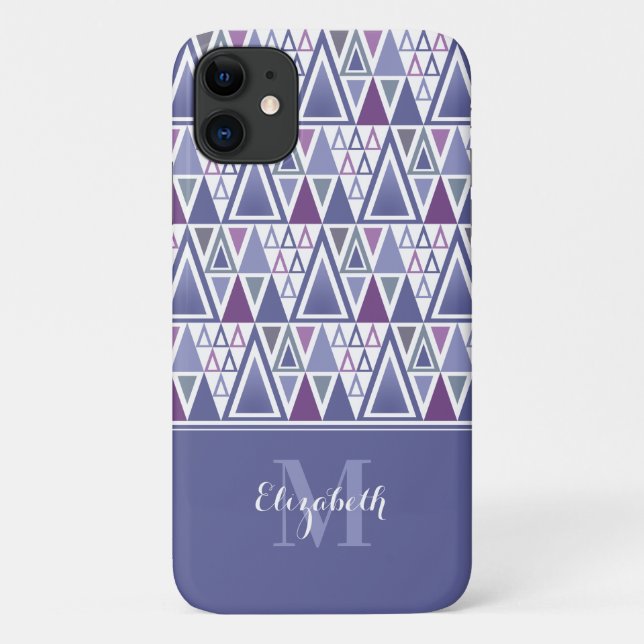 Capa Para iPhone 11 Padrão roxo roxo, roxo, moderno, monograma (Verso)