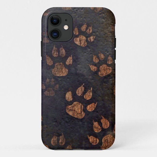 Capa Para iPhone 11 Padrão Rustic Black Paw (Verso)