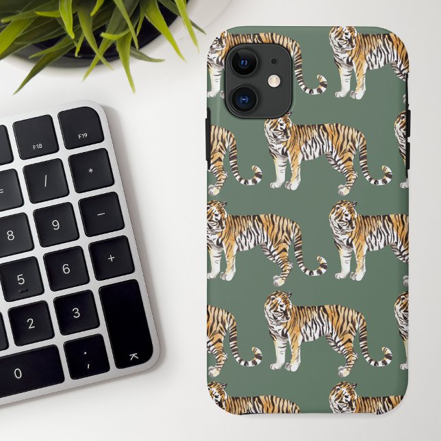 Capa Para iPhone 11 Padrão Selvagem de Tigres Tropicais Modernos (Criador carregado)