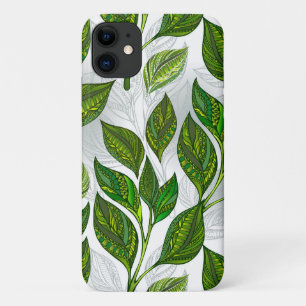 Capa Para iPhone 11 Padrão sem costura com folhas verdes de chá