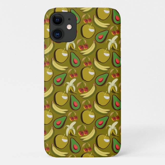 Capa Para iPhone 11 Padrão sem descontinuidades da fruta tropical amar (Verso)