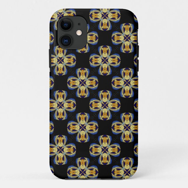 Capa Para iPhone 11 Padrão sem fim de estrela dourada azul (Verso)