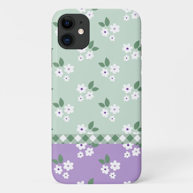 Capa Para iPhone 11 Padrão Simples de Girly Floral (Verso)