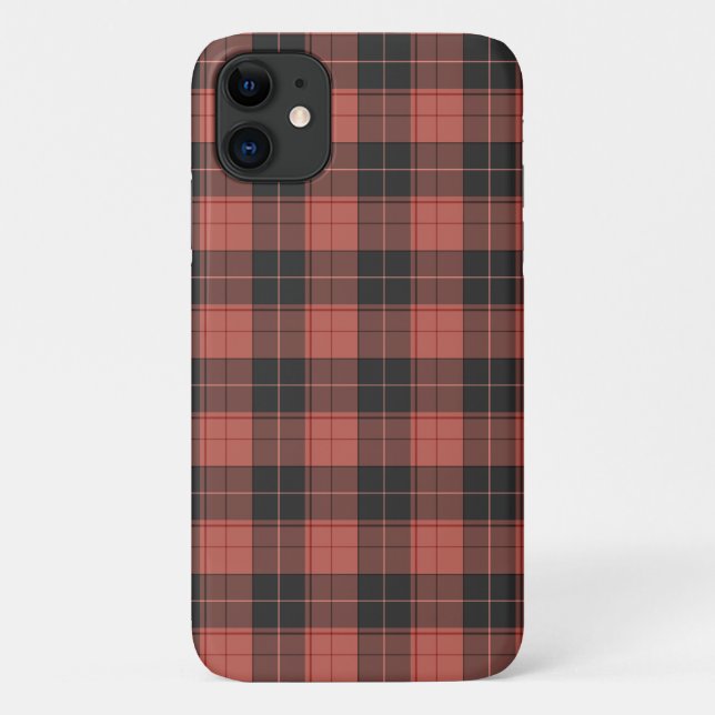 Capa Para iPhone 11 Padrão simples de tartan em vermelho (Verso)