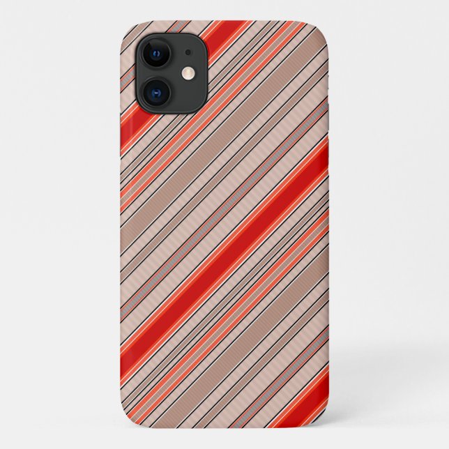 Capa Para iPhone 11 padrão texturizado vertical em laranja e (Verso)