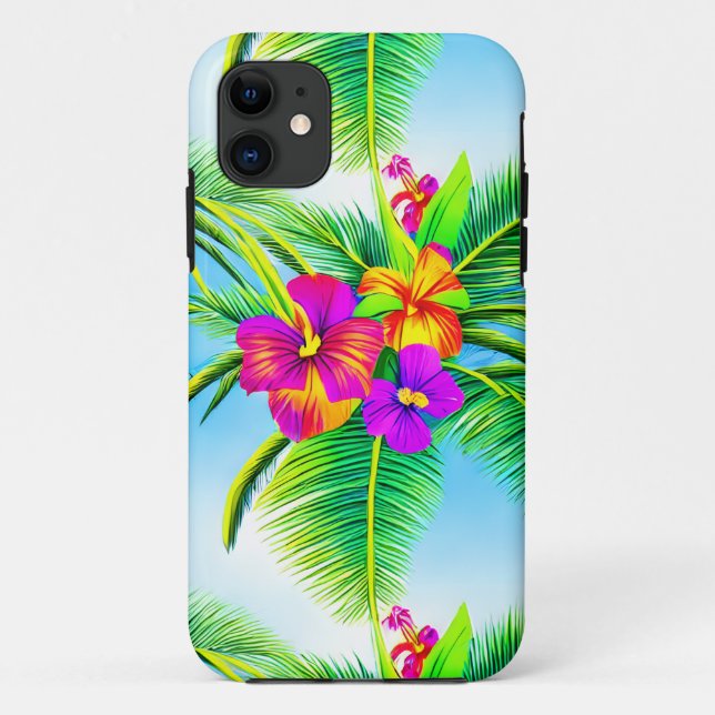Capa Para iPhone 11 Padrão tropical havaiano sem carne (Verso)