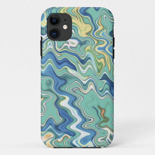 Capa Para iPhone 11 Padrão Único Chic Amarelo Azul Turquesa (Verso)