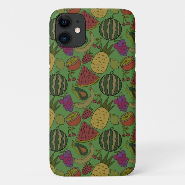 Capa Para iPhone 11 padrão uniforme de fruta | Padrão da superfície da (Verso)