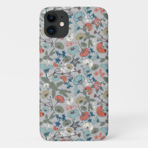Capa Para iPhone 11 Padrão Verde Azul Cor-de-Rosa Floral